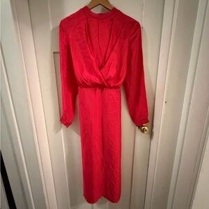Armani Exchange Bold Red Long Sleeve Dress